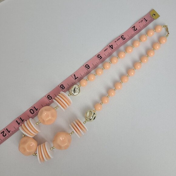 VINTAGE Peach Necklace Chunky Beaded - Picture 6 of 6